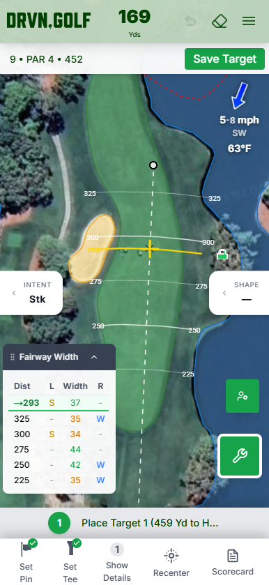 Place Tee Shot Target